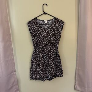 Black Floral Dress with Pink & White Blossoms